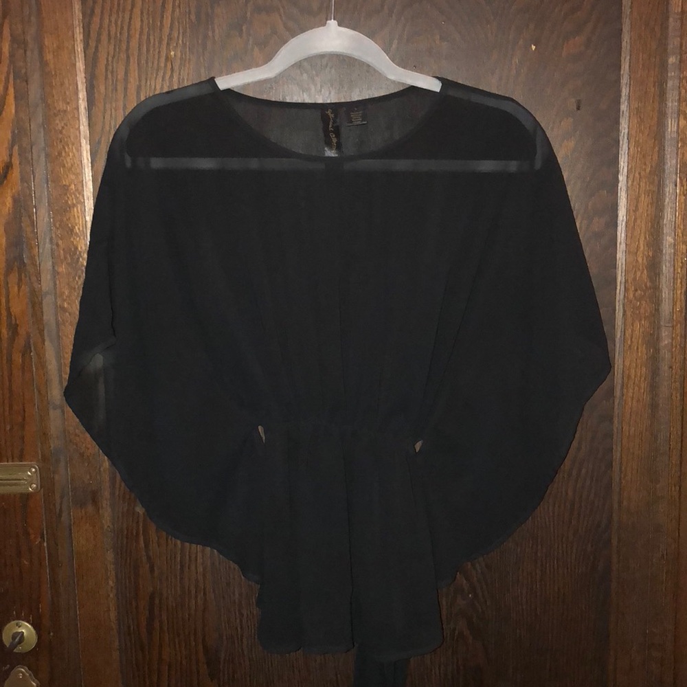 Petticoat Alley Black Sheer Peplum, butterfly top